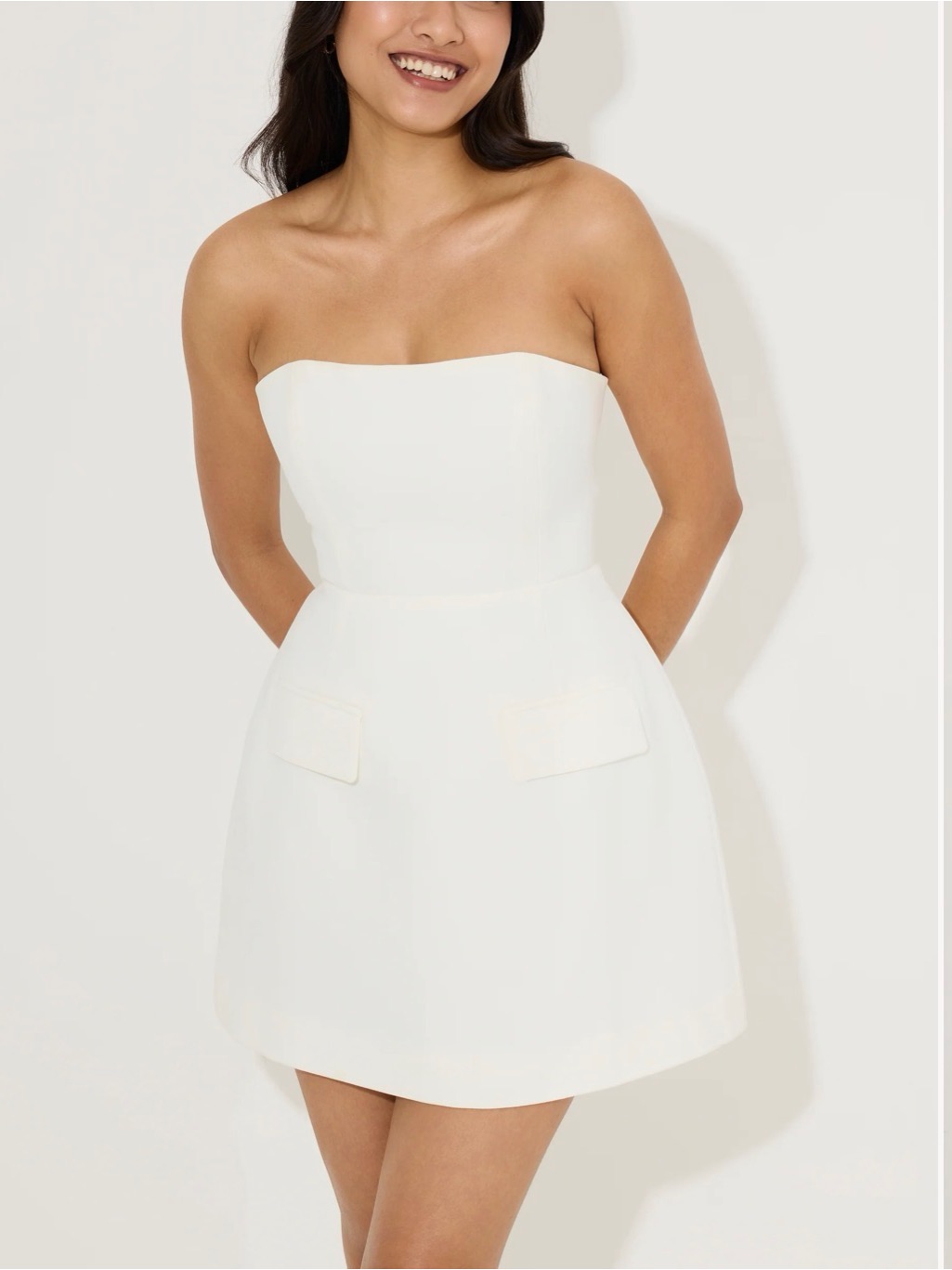 Odd Muse The Ultimate Muse Minimalist Strapless White A-Line Mini Dress Xxs